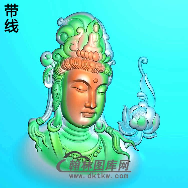 观音菩萨头像bgy-607精雕图浮雕图玉雕木雕图灰度图jdp/bmp/46牌