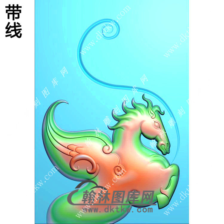 半身飞马挂件带线精雕图(gm-118)浮雕图灰度图jdp/bmp