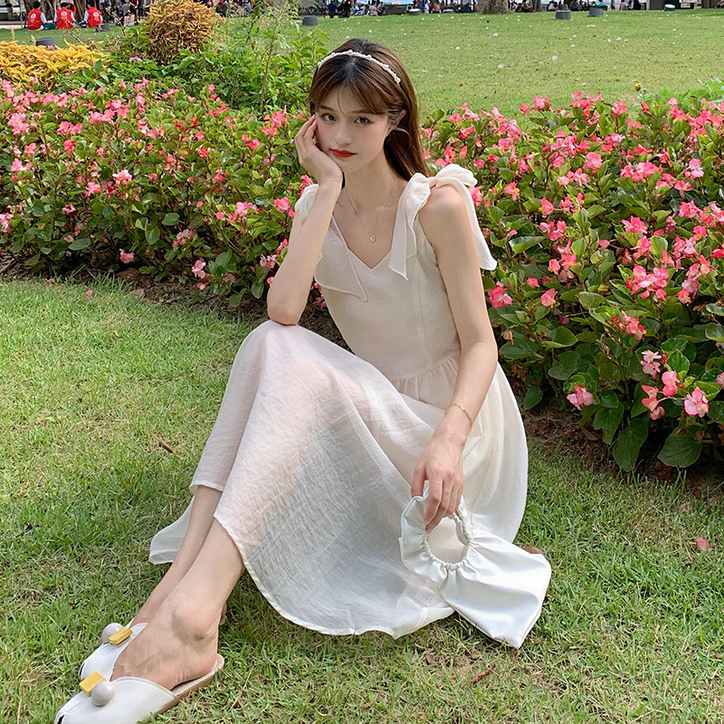 Real price ~ French Chic sweet gentle wind suspender skirt women's waist super fairy fashion dress