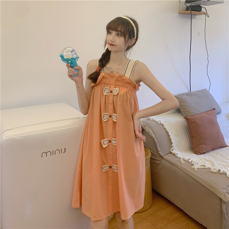 Real price ~ French personalized small plate buckle suspender skirt loose casual home suit