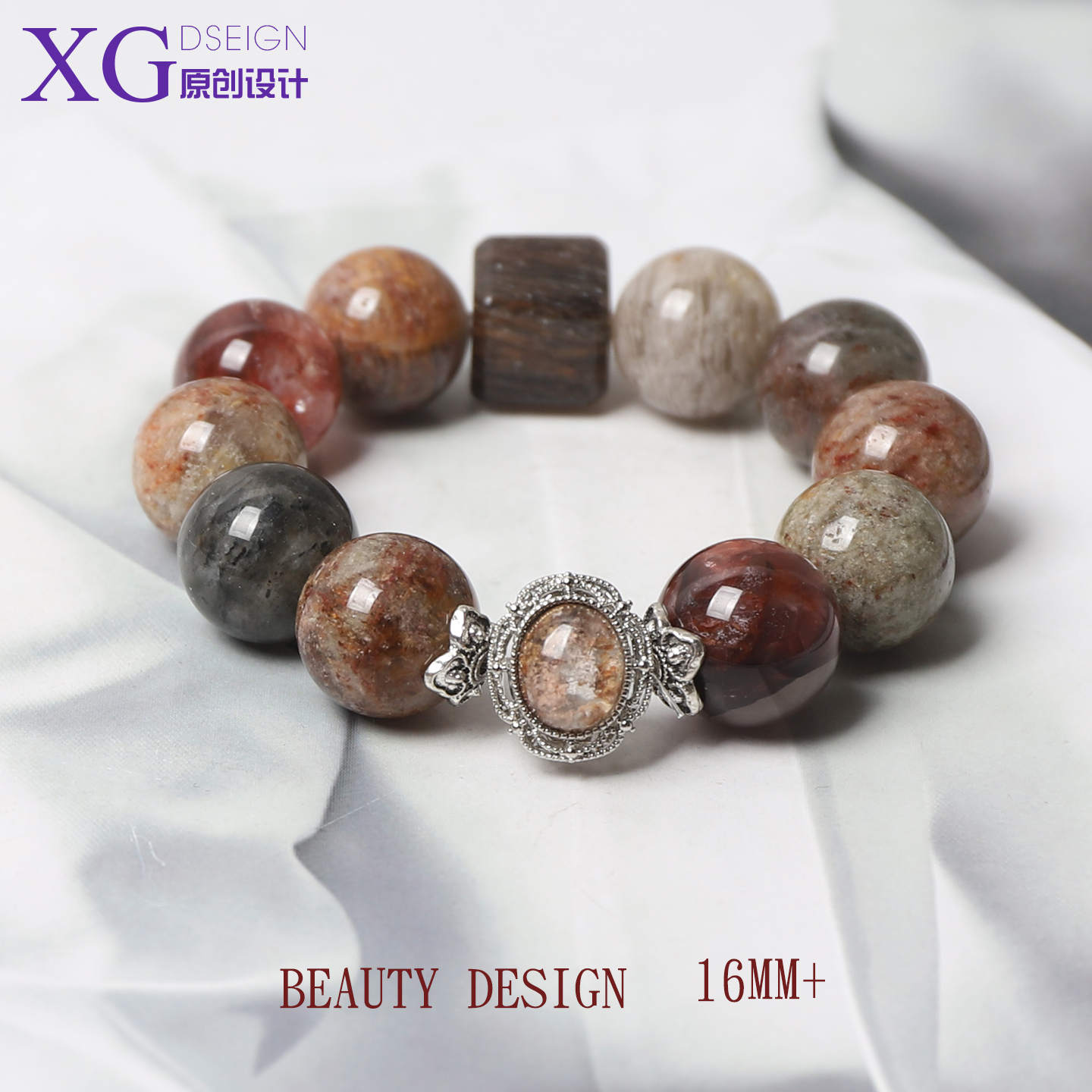 17m原创设计天然水晶红胶花手链