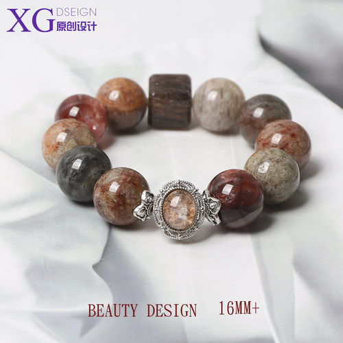 17m原创设计天然水晶红胶花手链