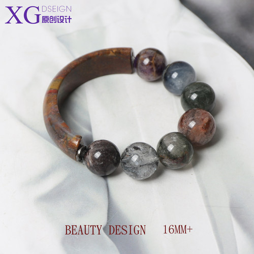 复古油画半镯天然水晶手链原创