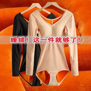 冬长袖加绒保暖内衣瘦身连体衣女自发热收腹束腰束修身美体塑身衣