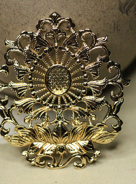 黄铜铸铜莲花挑心*花影梦发簪发饰头饰DIY配件