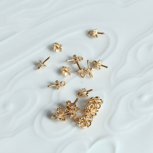 铸铜黄铜花形羊眼钉半孔珠帽吊坠手链项链材料花影梦汉服婚庆配件