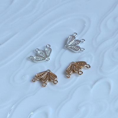 花影梦黄铜保色三瓣仿花丝间饰