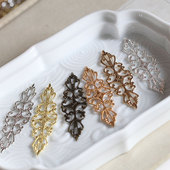 古风步摇发簪DIY配件头饰饰品材料 保色15 56mm黄铜长形花片打底