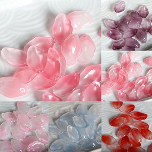 国产玻璃桃花花瓣手工玉簪花发簪材料配件国风粉色少女心古风diy