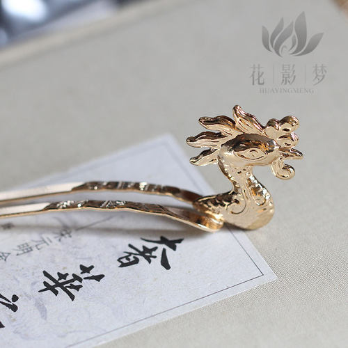 花影梦纯铜凤头小发钗鬓钗迷你全长10cm