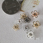 花影梦古风步摇发簪DIY配件头饰饰品材料黄铜质五瓣小花托珠托9mm