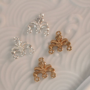 铸铜黄铜四孔流苏挂头耳环古风发簪DIY材料配件花影梦汉服婚庆