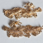 铸铜黄铜仿花丝龙纹挂坠簪头古风发簪DIY材料配件花影梦汉服婚庆