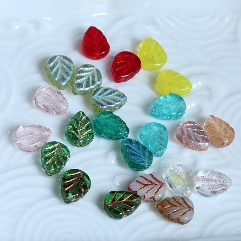 diy发簪头饰树叶捷克水晶珠