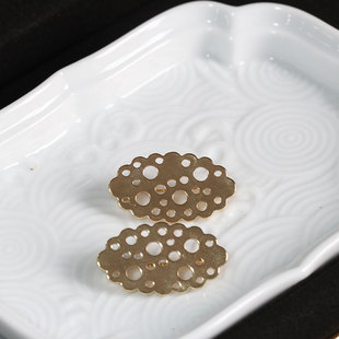 简约花影梦古风 铜质保色镂空云朵胸针底托DIY手工配件材料时尚