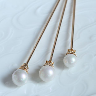 铸铜黄铜仿珍珠黛玉簪子短簪发簪材料配件花影梦汉服婚庆