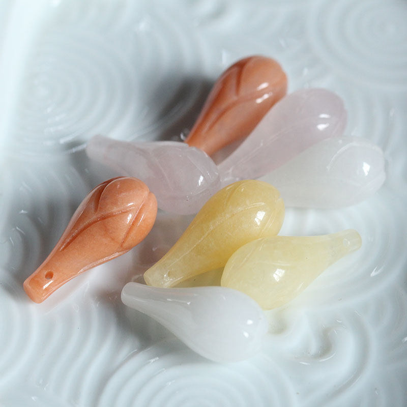 白玉横孔玉兰花吊坠发簪耳环手链项链手工材料花影梦古风汉服配件