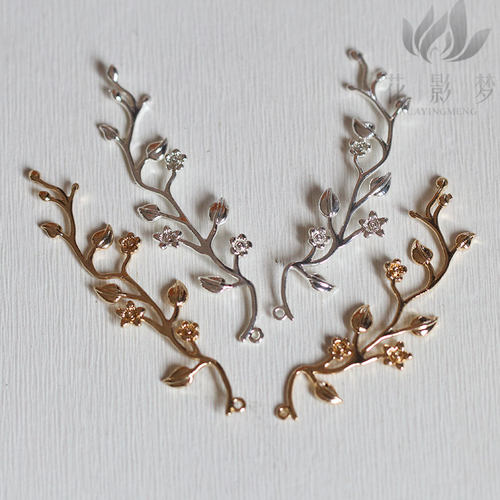 diy黄铜花枝头饰发簪