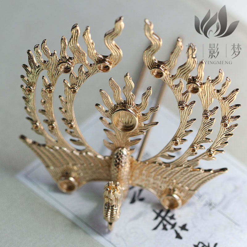 黄铜铸铜正凤凤凰(带发钗)*花影梦发簪发饰头饰DIY配件_虎窝淘