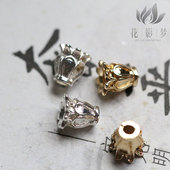 黄铜铸铜迷你小花苞花瓶珠托 花影梦发簪发饰头饰DIY配件