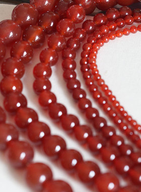古风宫花发簪DIY配件饰品材料*散珠*10/8/6/4mm红玛瑙圆珠半成品