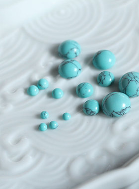 合成仿绿松石戒面蛋面立体胸针发簪耳环手项链手工配件花影梦材料