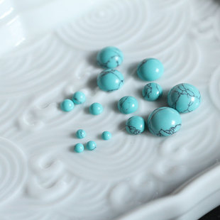 合成仿绿松石戒面蛋面立体胸针发簪耳环手项链手工配件花影梦材料