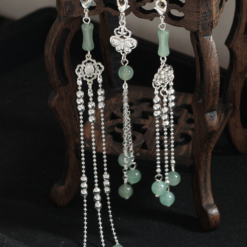 保色银色东陵玉流苏发簪子花影梦手工古风饰品材料配件汉服婚庆