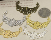 花影梦配饰发簪步摇旗头配件材料 翼型领形花片 黄铜质凤尾纹