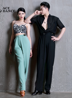 ACEdance瑰意拉丁舞裤男女同款松紧腰小脚练功舞裤金属设计DA192
