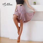 ACEdance瑰意成人拉丁舞裙流苏拼接半身裙练功裙表演艺考裙WQ190