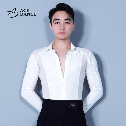 ACEdance拉丁舞网纱拼接连体衬衫