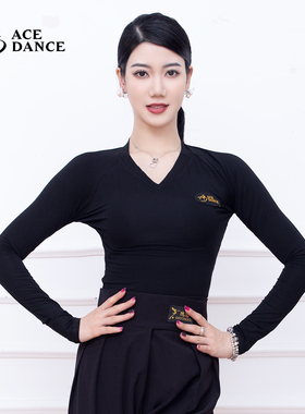 ACE ance瑰意拉丁舞女成人长袖心领上衣练功服摩登舞广场舞SY215