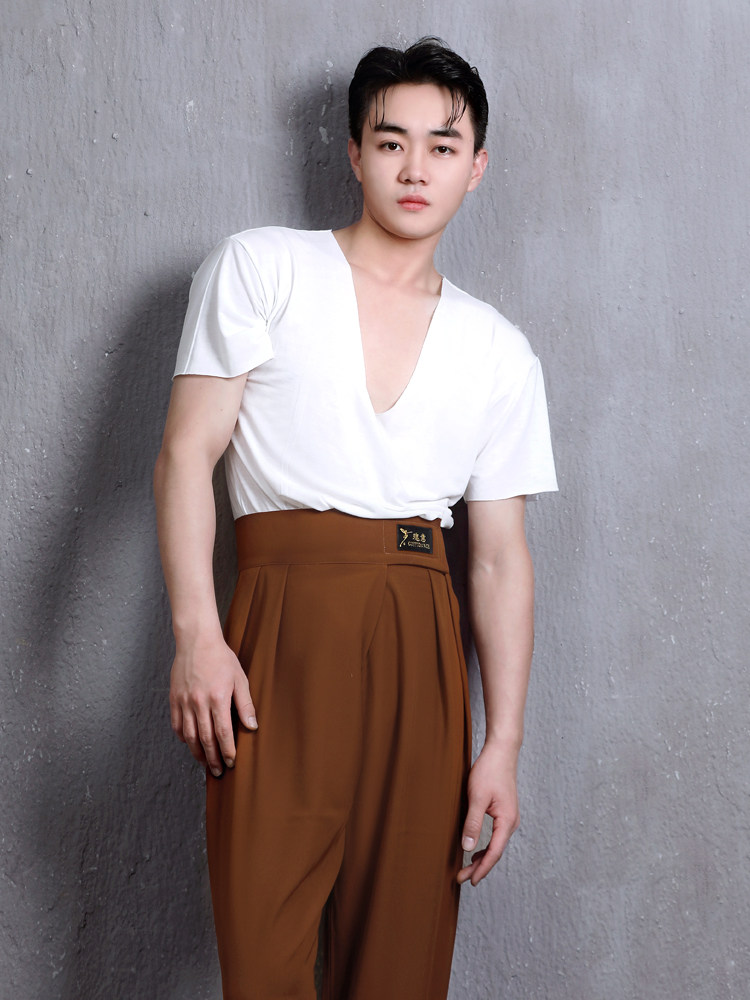 cesy185dance瑰意成人男丁舞春夏极简8大圆拉领短袖长袖上衣a练功