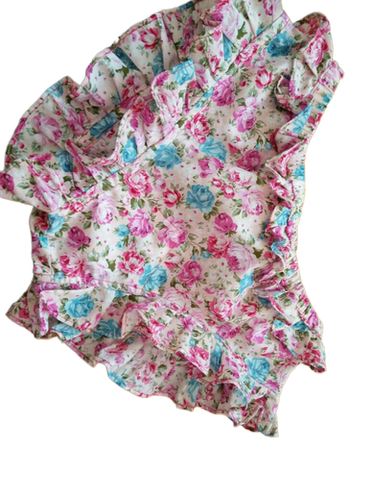 复古碎花中腰三角内裤