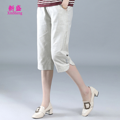 休闲风七分裤棉麻妈妈装夏季新品
