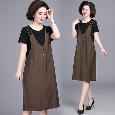 假两件连衣裙妈装203夏新款中