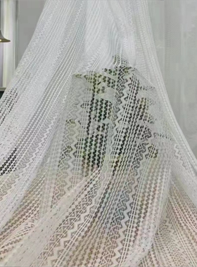 2024新款白色蕾丝纱帘卧室客厅窗纱窗帘装饰隔断帘跨境代发亚马逊