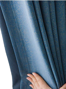 2024新款轻奢电雕金丝压花提花遮光窗帘布细肌理纹金妃尼蓝色绿色