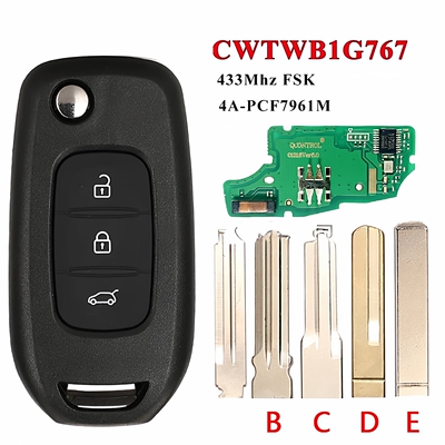 适用于雷诺3键智能卡钥匙 PCF7961M 4Achip 433MHz  CWTWB1G767