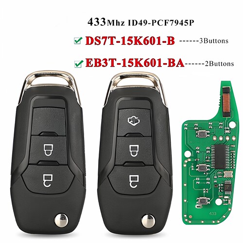 适用于福特折叠遥控钥匙2/3键,433MHZ,49芯片,DS7T-15K601