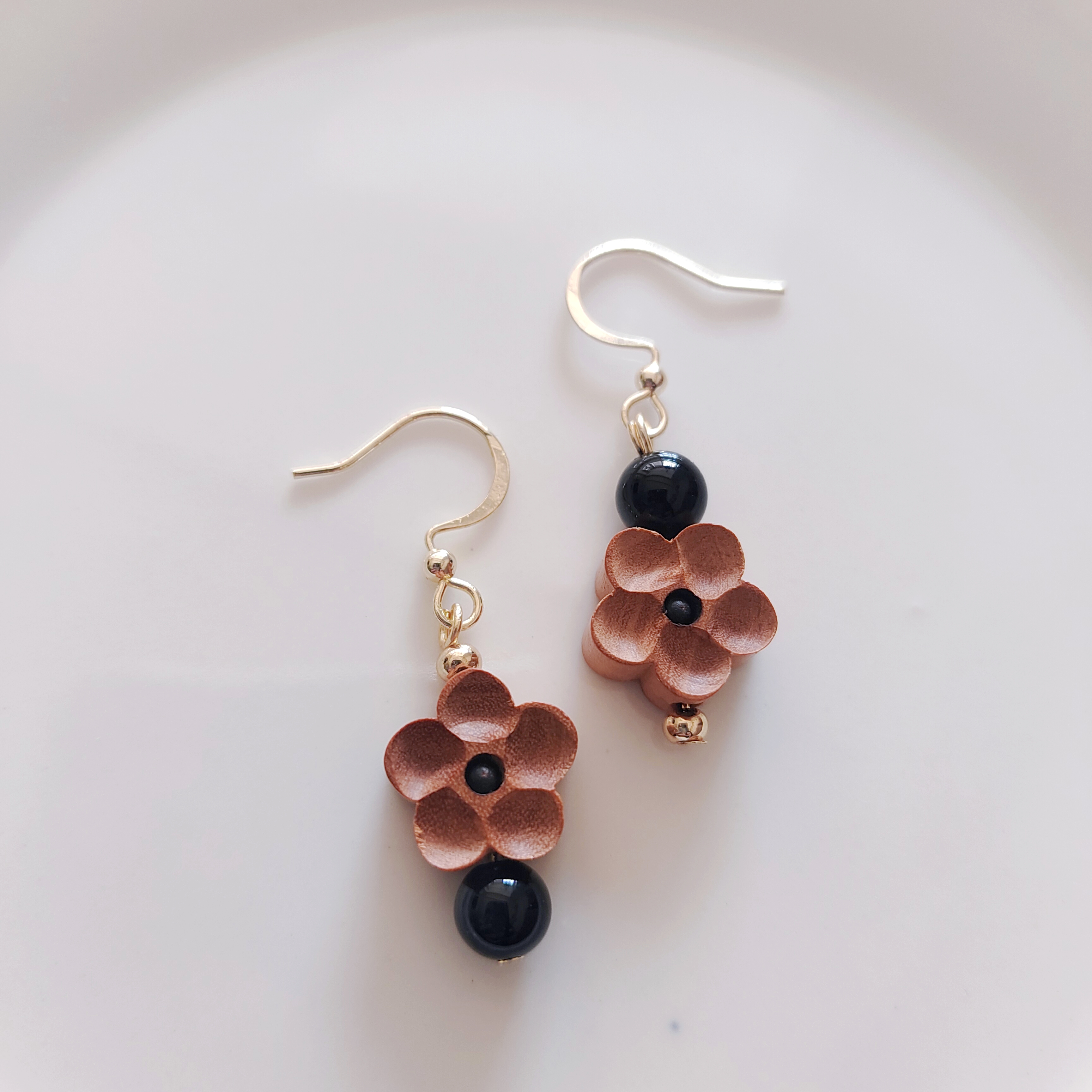 天然黑玛瑙桃木耳环耳饰耳坠招桃花新中式复古风高级感汉服配饰女