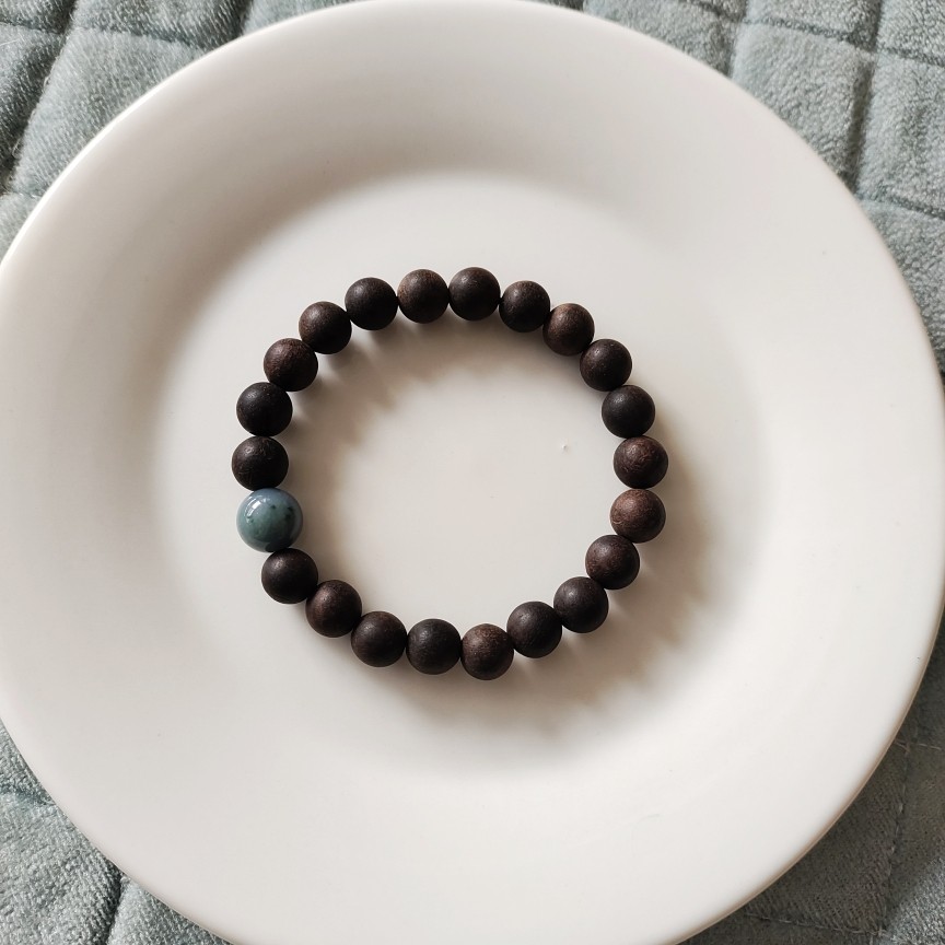 天然海南虫漏沉香木手串沉水级翡翠手链安神助眠送礼佳品女高级感