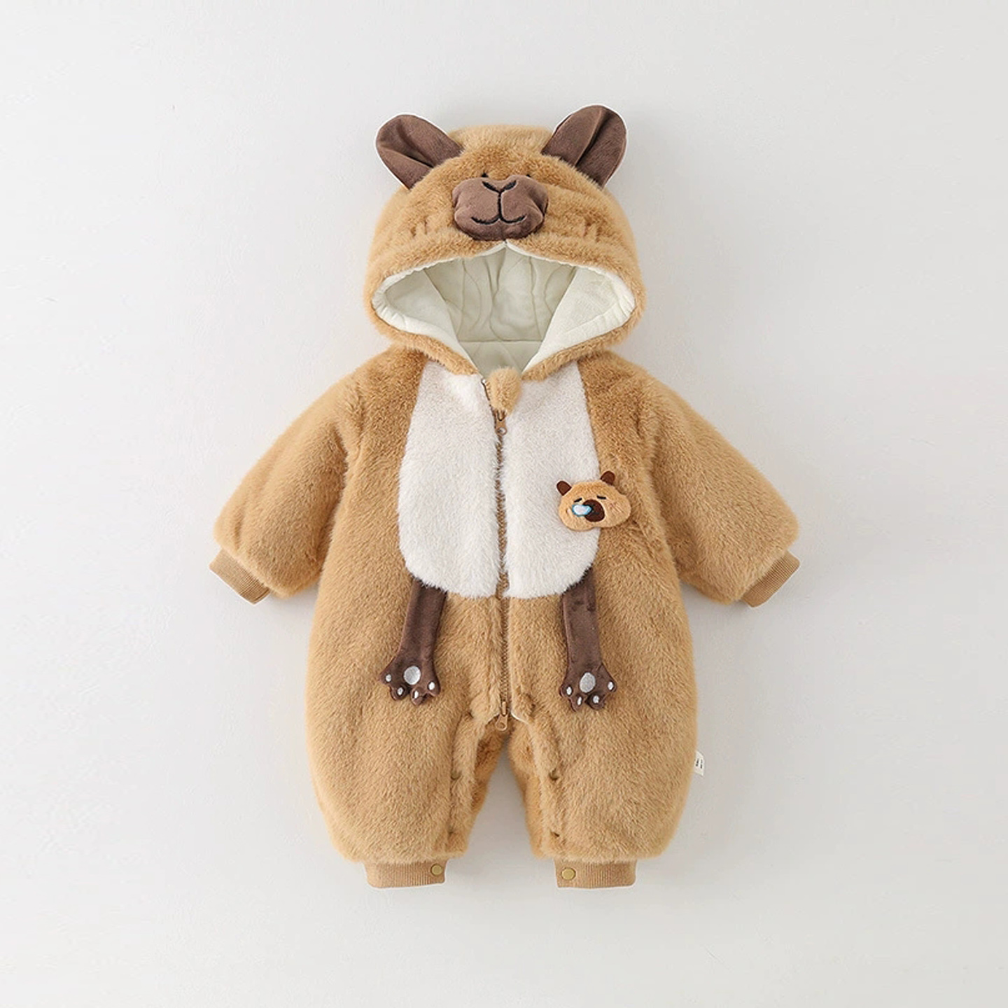 宝宝冬季可爱连帽连体衣外出爬服