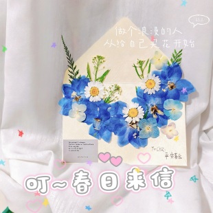 春日来信干花手工diy材料包压花信封母亲节贺卡送女生礼品
