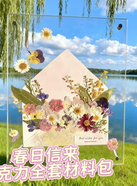 春日来信材料包diy干花压花信封贺卡小红书同款闺蜜生日手工礼物