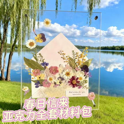 春日来信材料包diy干花压花信封贺卡小红书同款闺蜜生日手工礼物