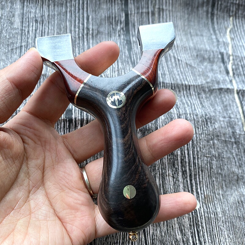 新款钛合金龙齿暗扣扁皮弹弓龙齿乘风快压实木紫檀黄铜反曲木质弓