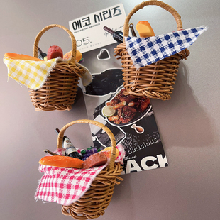 面包篮法国法棍面包冰箱贴烘焙备忘磁贴食玩洞洞板磁吸装饰白板贴