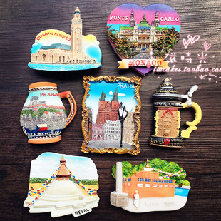 满48元包邮欧洲摩洛哥卡萨布兰卡捷克布拉格尼泊尔旅游风景冰箱贴